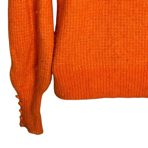 Suncoo Paris Pullover Sweater Women’s XS Alpaca Blend Puff Sleeve Soft Orange - Picture 9 of 13